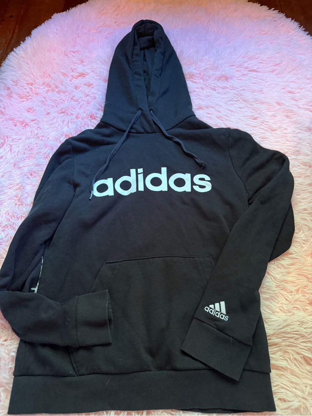 adidas Black Crewneck Hoodie with White Logo